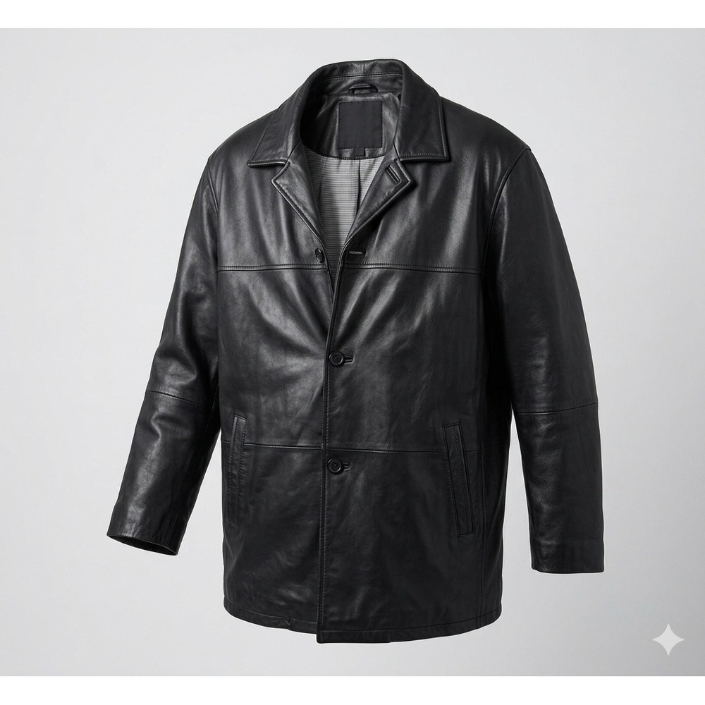 Vintage Pronto Uomo Men XXL Black Leather Lambskin Jacket Car Coat M 90s Matrix